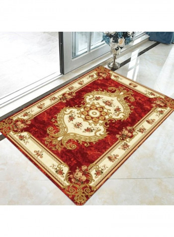 European Style Classic Floral Printed Anti-Skidding Floor Rug Red/Gold/Beige 120x160cm