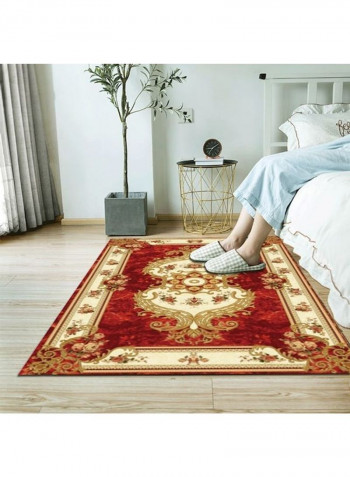 European Style Classic Floral Printed Anti-Skidding Floor Rug Red/Gold/Beige 120x160cm