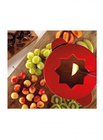 13-Piece Cast Iron Fondue Set Red/white