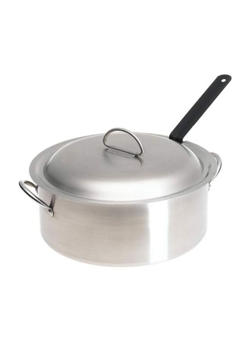 Stainless Steel Fry Pot With Lid And Basket Silver 10Quart