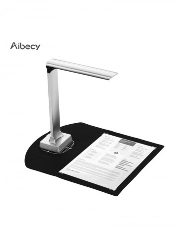 ماسح ضوئي عالي السرعة وقابل للطي للمستندات والصور مزود بمنفذ USB  37x13.5x16سم أسود/ فضي