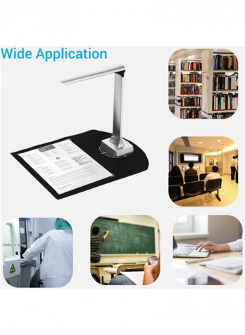Foldable High Speed USB Image And Document Scanner 37x13.5x16cm Silver/Black