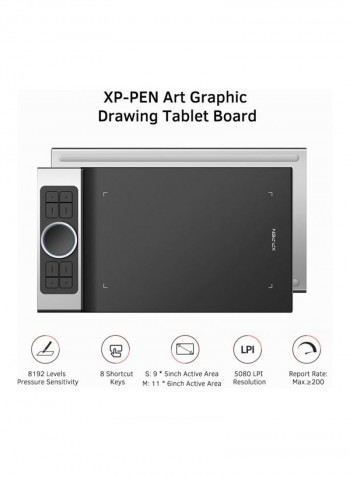 Deco Pro Medium Graphic Drawing Tablet Board Kit For Windows XP/10/8/7 And Mac OS 48x27x5centimeter Black/White