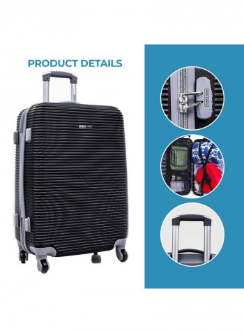 Hardside 3 Piece Luggage Trolley Set Black