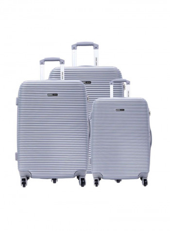 Hardside 3 Piece Luggage Trolley Set Silver