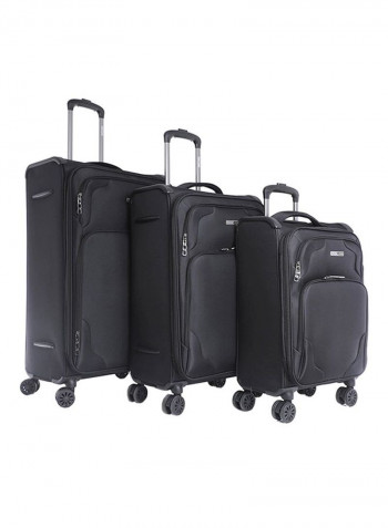 Opal Softside 3 Piece Luggage Trolley Set Black