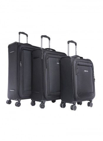 Opal Softside 3 Piece Luggage Trolley Set Black