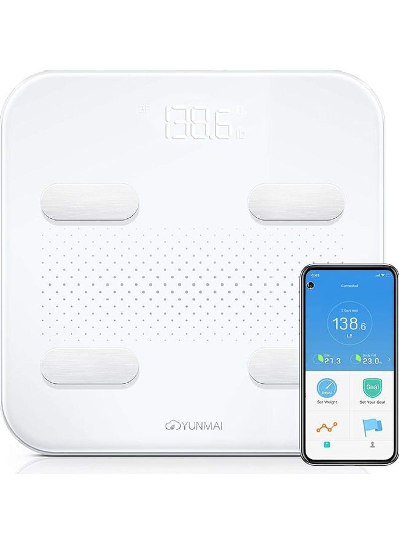 Bluetooth Smart Weighing Scale White 11.81x11.81x0.79inch