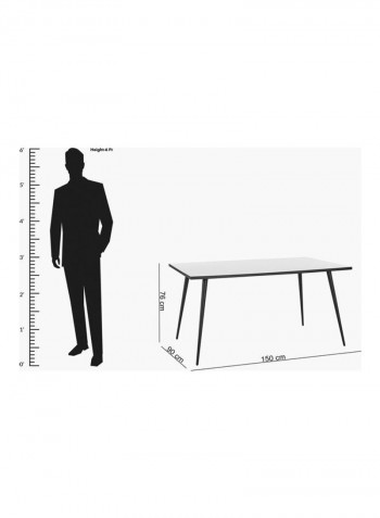 Finland 6 Seater Dining Table White 76 x 150cm