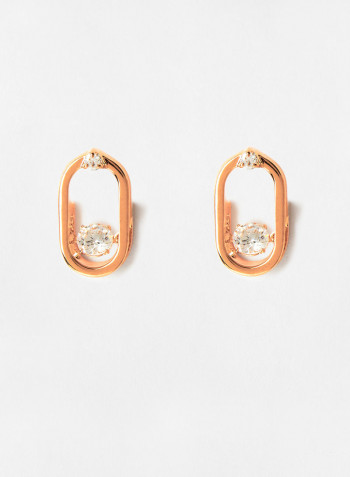 Sparkling Dance Oval Stud Earrings