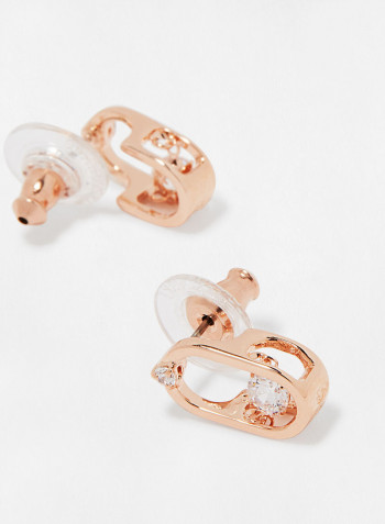 Sparkling Dance Oval Stud Earrings