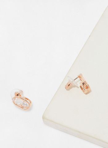Sparkling Dance Oval Stud Earrings