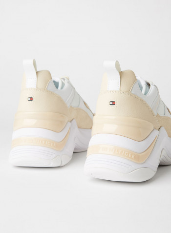 Chunky Wedge Sneakers White