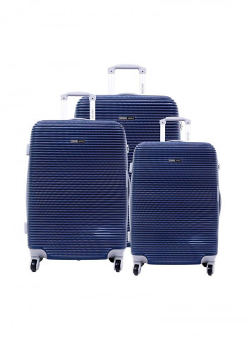 Hardside 3 Piece Luggage Trolley Set Navy Blue