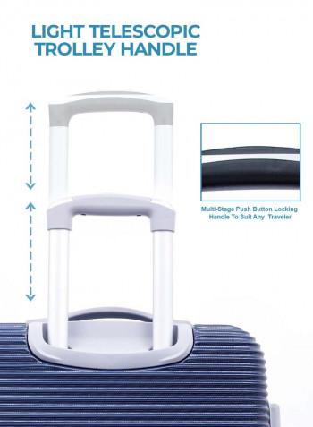 Hardside 3 Piece Luggage Trolley Set Navy Blue