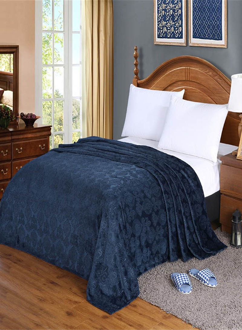 Embossing Simple Style Warm Bed Blanket Cotton Blue 150x200centimeter