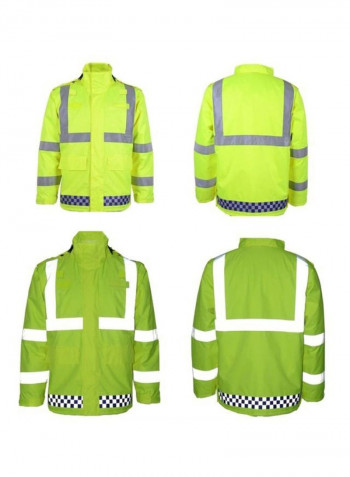 High Visibility Reflective Rain Jacket With Safety Vest Green/Black 58centimeter