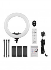 LED Ring Photography Video Light Kit With 3-Phone Clamps White