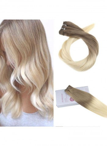 Straight Remy Human Hair Weft Extension 613 Bleach Blonde 14inch