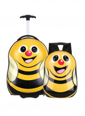 Travel Luggage Trolley Bag With Backpack Yellow/Black
