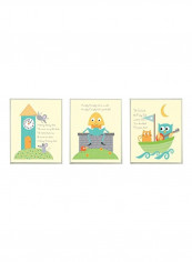3-Piece Decorative Wall Art Yellow/Green/Blue 11x0.5x15inch