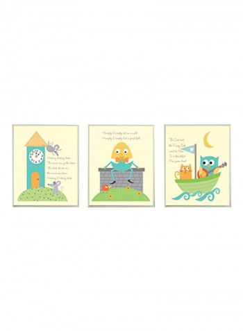 3-Piece Decorative Wall Art Yellow/Green/Blue 11x0.5x15inch