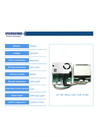 Multifunction Sensing Element Module Dust With Temperature Humidity Detect Function Silver/Green/Black 15.00x4.50x15.00cm