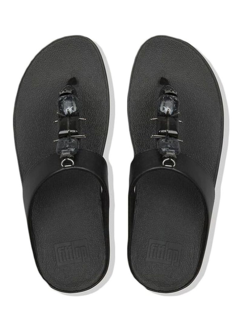 Fino Marble Gem Studded Casual Sandals All Black
