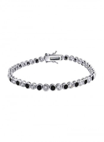 925 Sterling Silver 14 Karat Gold Plated Cubic Zirconia Studded Bracelet