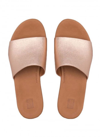 Sola Leather Slides Rose Gold
