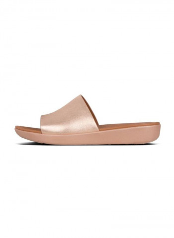 Sola Leather Slides Rose Gold
