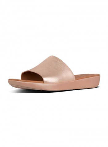 Sola Leather Slides Rose Gold