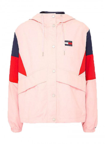 Contrast Panel Windbreaker Jacket Pink/Red/Blue