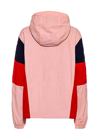 Contrast Panel Windbreaker Jacket Pink/Red/Blue