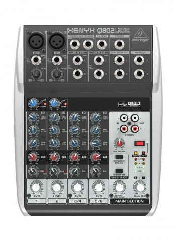 Premium 8-Input 2-Bus Mixer Q802USB Grey