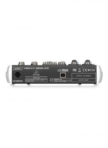 Premium 8-Input 2-Bus Mixer Q802USB Grey