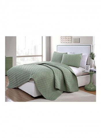 3-Piece Microfiber Quilt Set Green King