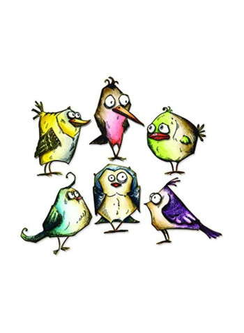18-Piece Framelits Bird Crazy Die Set Beige/Purple/Yellow