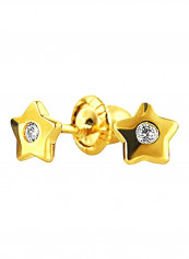 14 Karat Gold Plated 925 Sterling Silver American Patriotic Rock Star Stud Earrings
