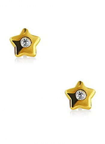 14 Karat Gold Plated 925 Sterling Silver American Patriotic Rock Star Stud Earrings