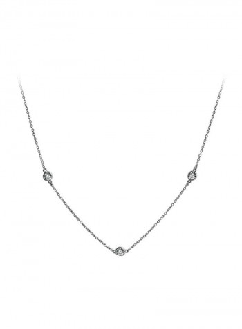 14 Karat Gold Plated 925 Sterling Silver Cubic Zirconia Studded Chain Necklace
