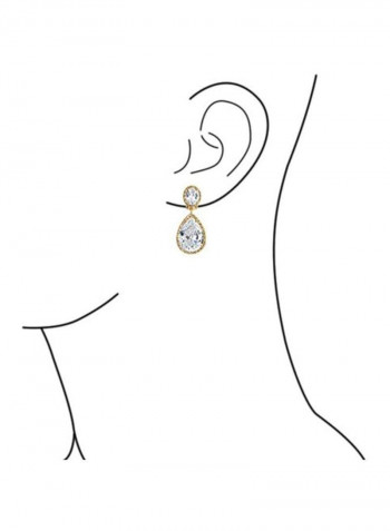 14 Karat Gold Plated Brass Cubic Zirconia Studded Teardrop Earrings