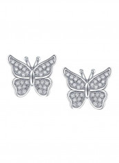 925 Sterling Silver Cubic Zirconia Butterfly Stud Earrings