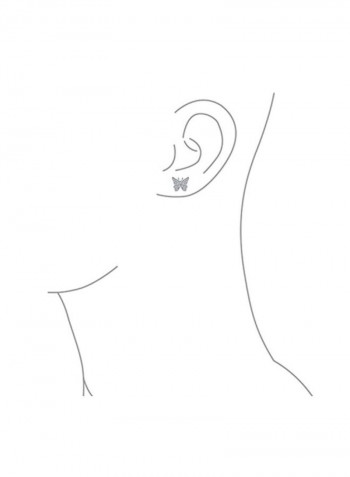925 Sterling Silver Cubic Zirconia Butterfly Stud Earrings