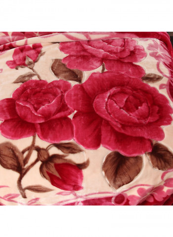 Floral Printed Trendy Throw Blanket Cotton Red 200x230centimeter