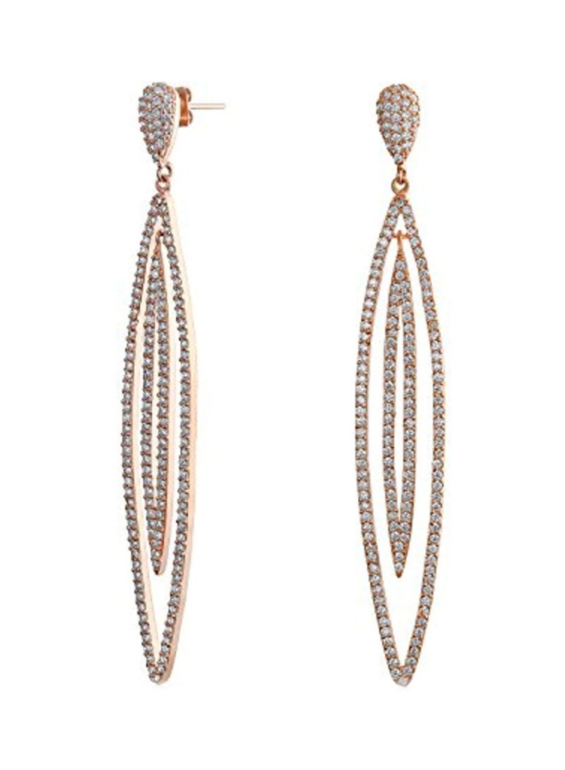Gold Plated Cubic Zirconia Studded Statement Earrings