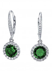 Rhodium Plated 925 Sterling Silver Cubic Zirconia Studded Dangle Earings