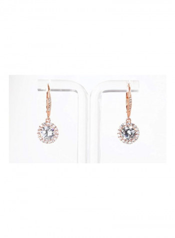 Rhodium Plated 925 Sterling Silver Cubic Zirconia Studded Dangle Earings
