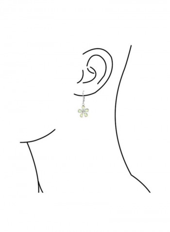 Sterling Silver Opal Embellished Flower Drop Earrings