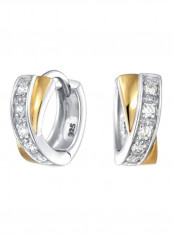 14 Karat Gold Plated 925 Sterling Silver Cubic Zirconia Studded Kpop Huggie Earrings
